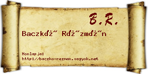 Baczkó Rézmán névjegykártya